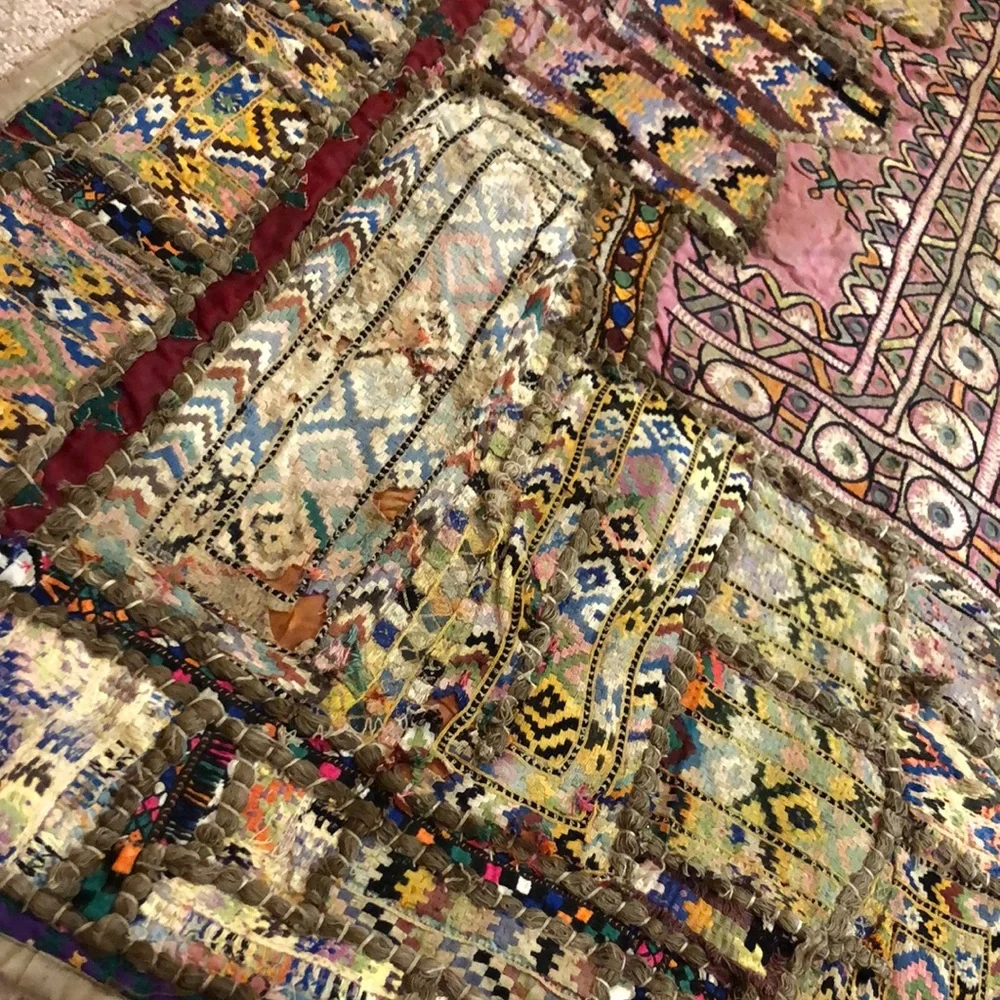 Vintage patchwork mirror kilim tapestry Large handmade and gorgeous!